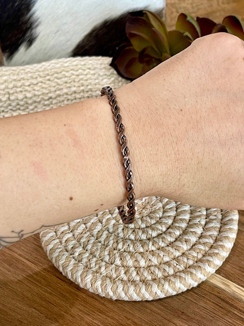 Vintage Handmade Copper Braided Bangle Bracelet