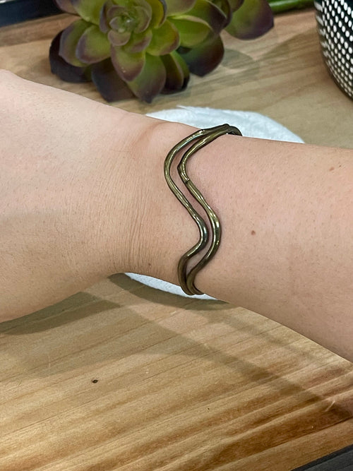 Vintage Handmade Copper Wave Cuff