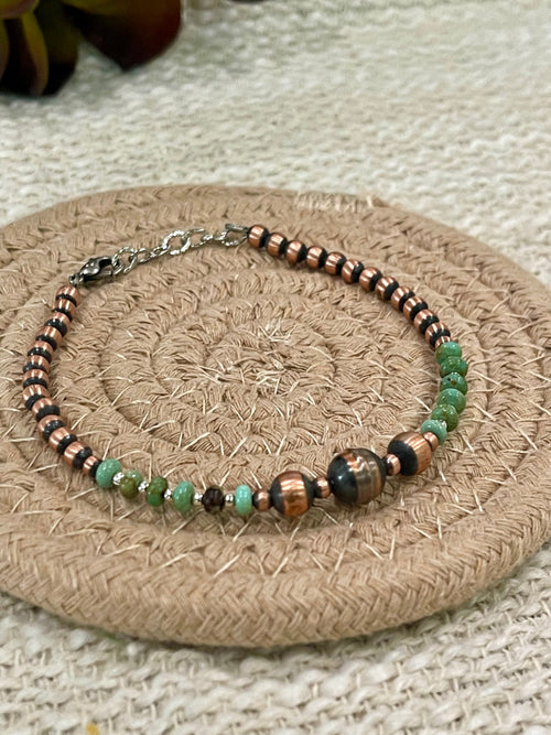 Handmade Copper & Turquoise Beaded Bracelet