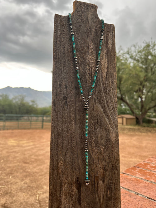 The Cowboy Handcrafted Sterling Silver & Turquoise Beaded Lariat Necklace