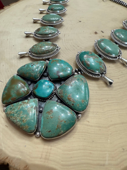 Handmade Sterling Silver & Royston Statement Necklace