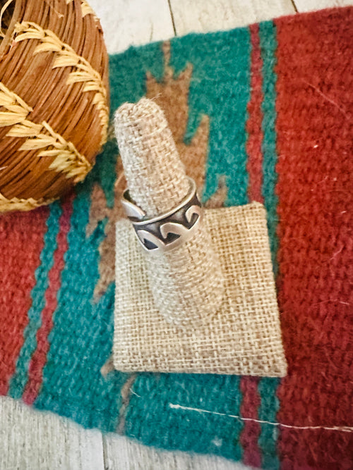 Old Pawn Navajo Sterling Silver Overlay Adjustable Band Ring