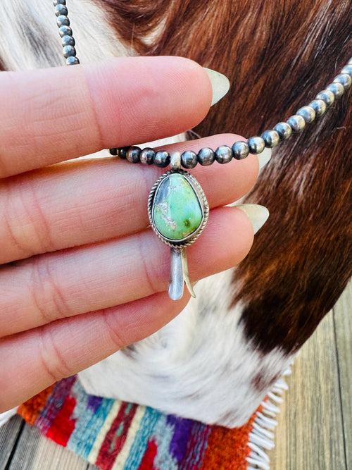 Handcrafted Turquoise & Sterling Silver Beaded Blossom Necklace