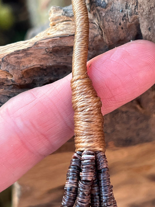 Gorgeous Santo Domingo Made Six Strand Spiny Oyster and Turquoise Beaded Squaw Wrap Necklace with Spiny Oyster Tabs