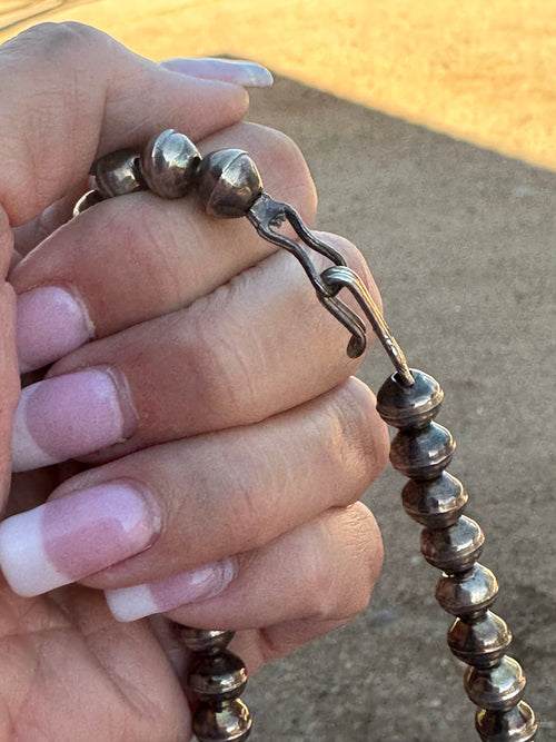 Estate Collection Old Pawn Turquoise & Sterling Silver Squash Blossom Necklace