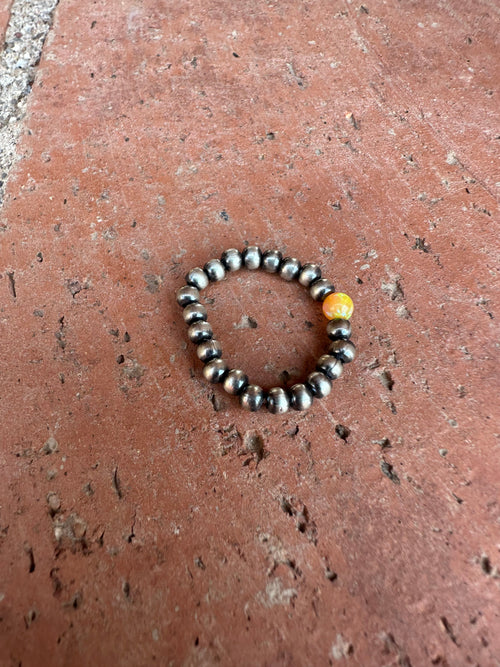 THE VENICE BAND Handmade Sterling Silver Pearl Style Beaded Stretch Ring