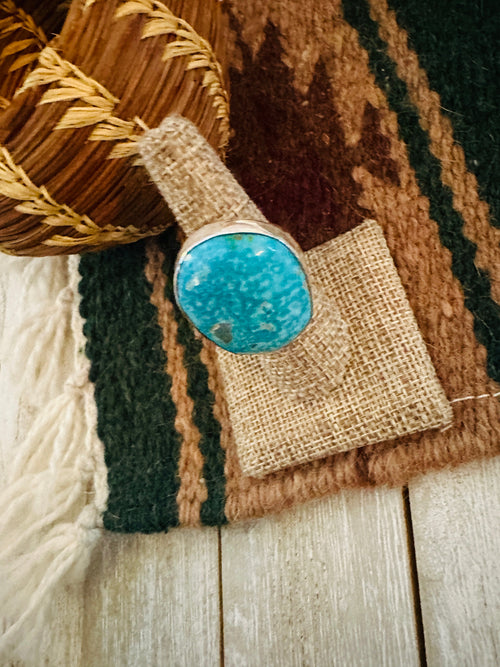 Old Pawn Handcrafted Turquoise & Sterling Silver Adjustable Ring