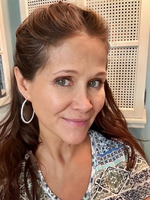 Beaded Hoop Earrings Sterling Silver 1 3/4”