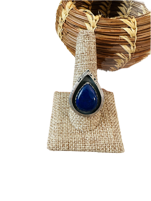 Old Pawn Navajo Sterling Silver & Lapis Ring Size 10