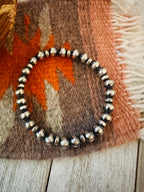 Navajo Sterling Silver Pearl Beaded Stretch Bracelet