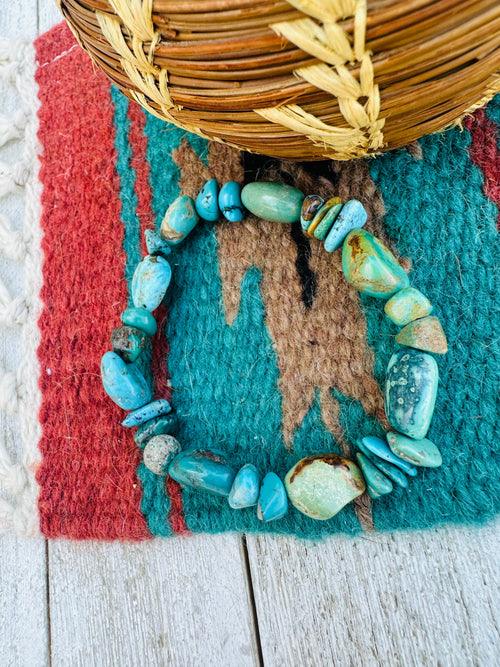 Handmade Kingman Turquoise Beaded Stretch Bracelet