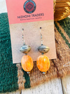 Handcrafted Spiny Oyster & Sterling Silver Beaded Dangle Earrings