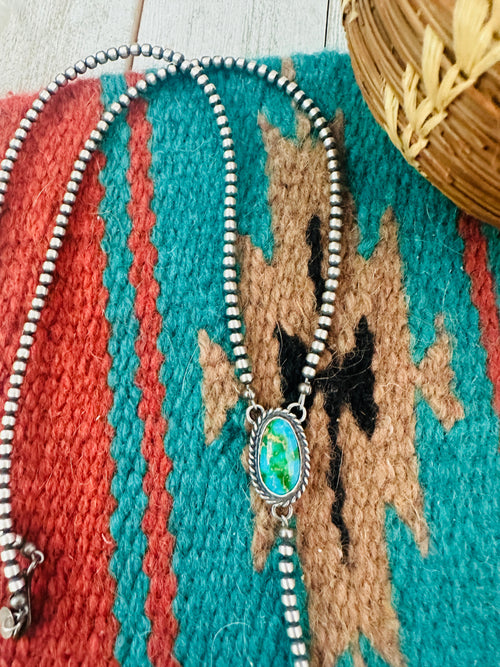 Handcrafted Sterling Silver & Sonoran Mountain Turquoise Beaded Necklace