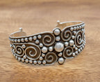 Vintage Style Cuff Bracelet W/Center Bead Cross