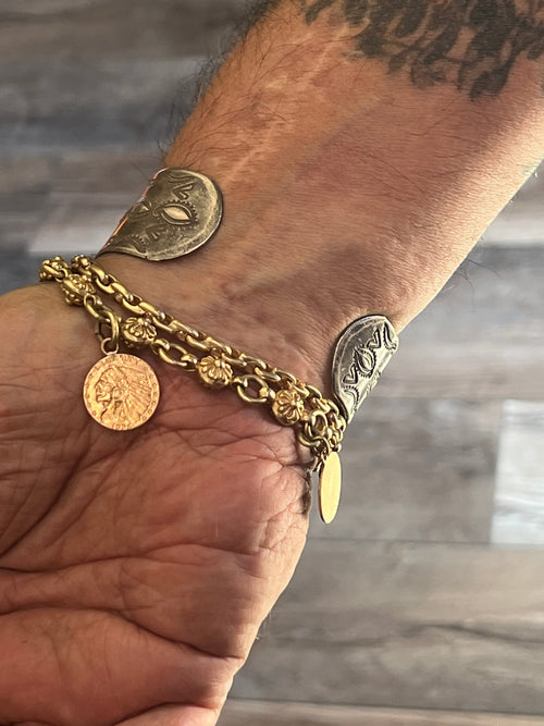 Handcrafted & Hand Forged Old Pawn Sterling Silver Ingot Turquoise Cuff Bracelet by Santa Fe Artist, Buffalo: The Royston