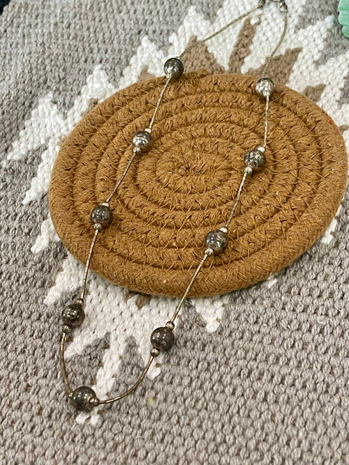 Handmade Sterling Silver Beaded Necklace & Bracelet Set