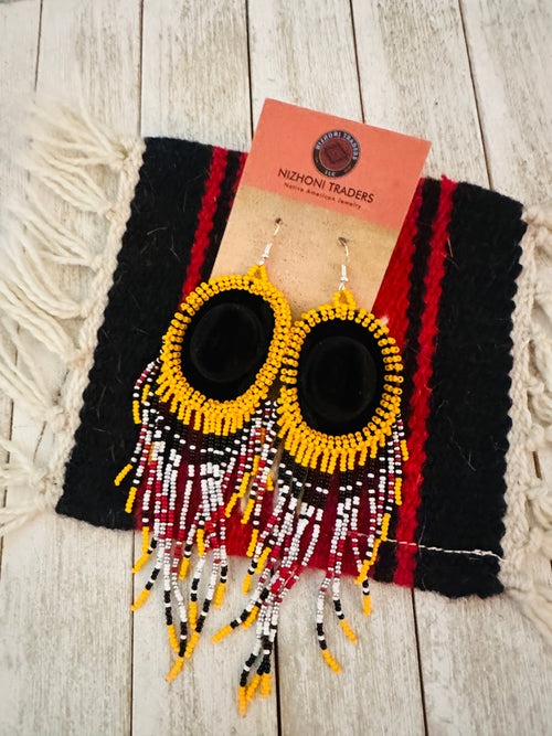 Navajo Beaded Cowboy Hat Dangle Earrings