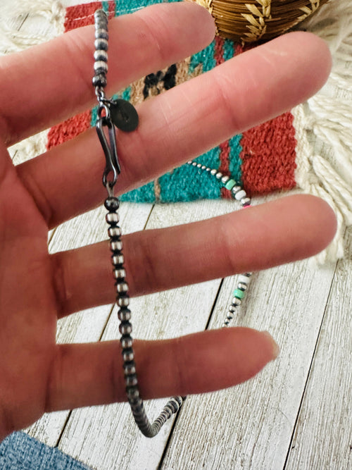 Handcrafted Sherbet Opal & Sterling Silver Beaded Necklace 18”