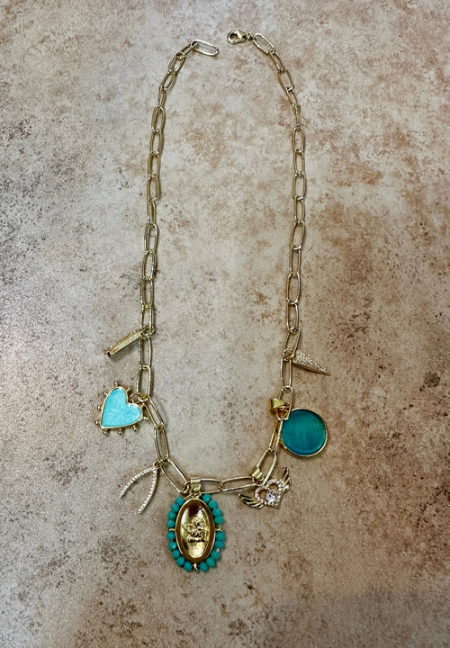 Blue Sky Gold Plated Charm Necklace