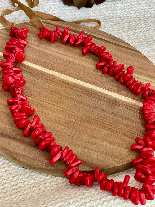 Vintage Handmade Red Beaded Necklace