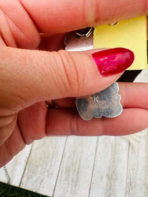 Old Pawn Handcrafted Sterling Silver and Turquoise Cluster Necklace