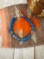 Navajo Sterling Silver Pearl, Lapis, Spiny & Turquoise Beaded Bracelet