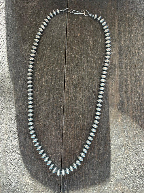 Vinita Cowboy Handmade 8mm Sterling Silver Navajo Saucer Pearl Beaded Necklaces