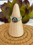 Old Pawn Vintage Sterling Silver & Multi Stone Sz 6 Ring