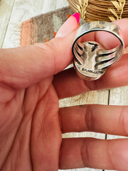 Old Pawn Navajo Sterling Silver & Turquoise Ring Size 7