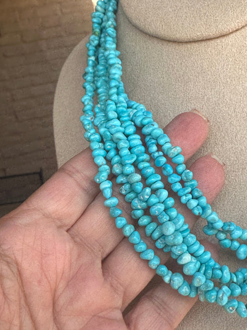 Handcrafted Kingman Turquoise Beaded Necklace 18 inch