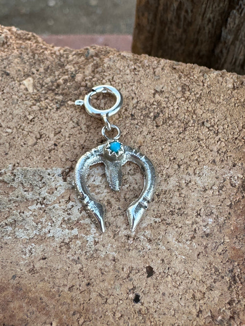 Handcrafted Sterling Silver and Turquoise Naja Charm