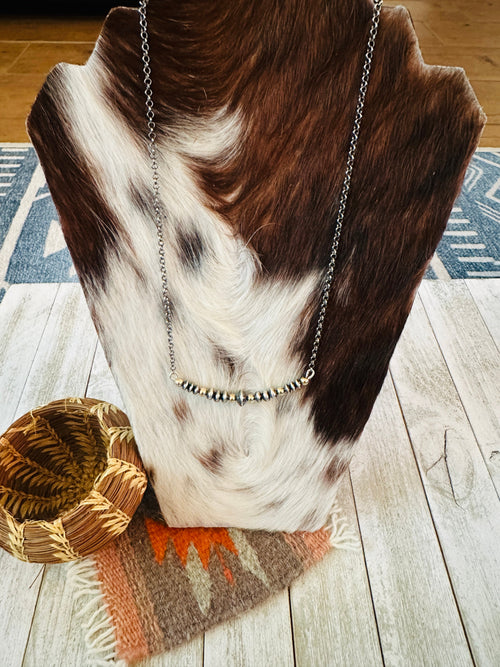 Navajo Sterling Silver & Gold Beaded Chain Necklace