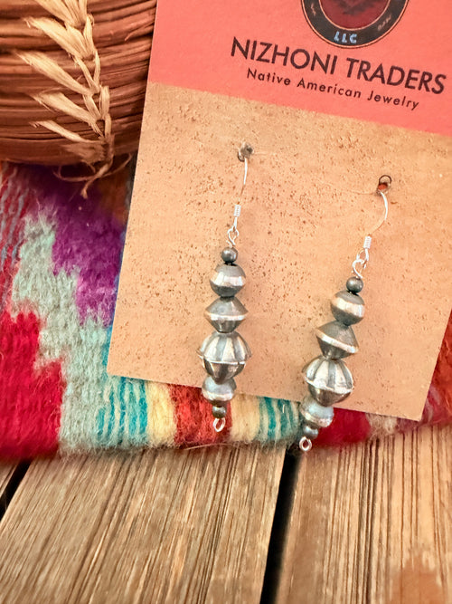 Handcrafted Sterling Silver Pearl Beaded Dangle Earrings