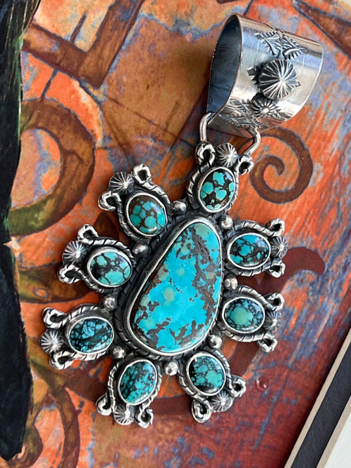 Rosella Paxson Sterling Silver and Hubei Turquoise Cluster Pendant