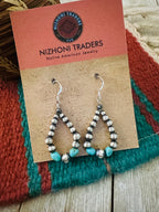 Handcrafted Turquoise & Sterling Silver Beaded Dangle Earrings