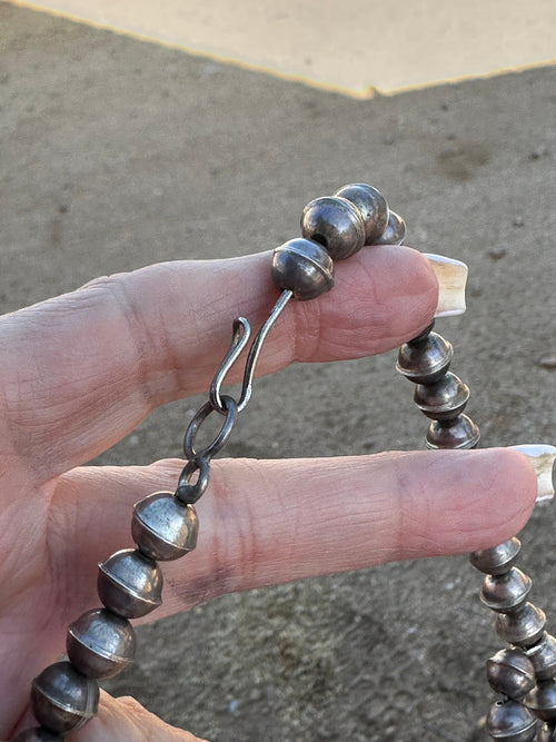 Estate Collection Old Pawn Turquoise & Sterling Silver Squash Blossom Necklace