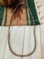 Handcrafted Turquoise & Copper 16” Beaded Necklace