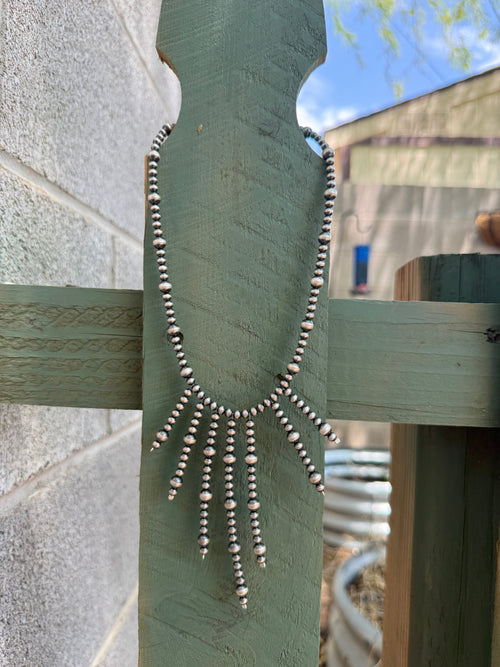 Handmade Sterling Silver Beaded Waterfall Necklace