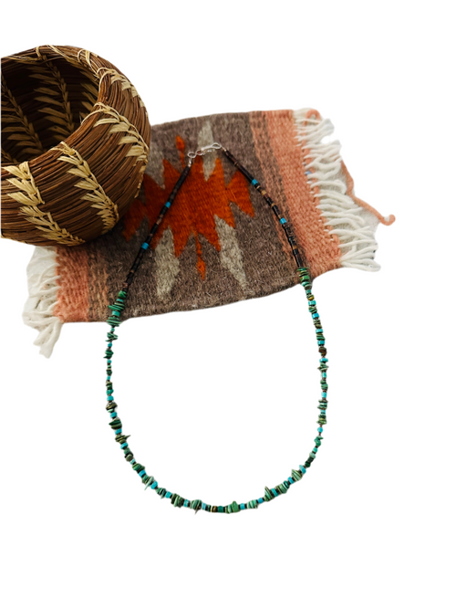 Handcrafted Turquoise & Heishi 18” Beaded Necklace