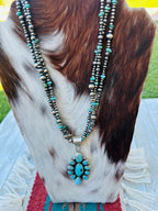 Handcrafted Sterling Silver Pearl and Turquoise Beaded Necklace by Sheila Becenti
