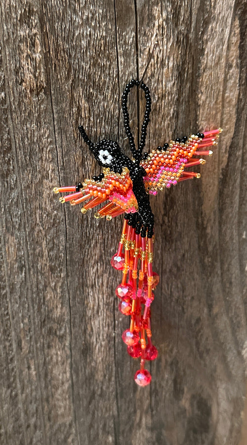 Handmade Beaded Multi colored Hummingbird Keychain
