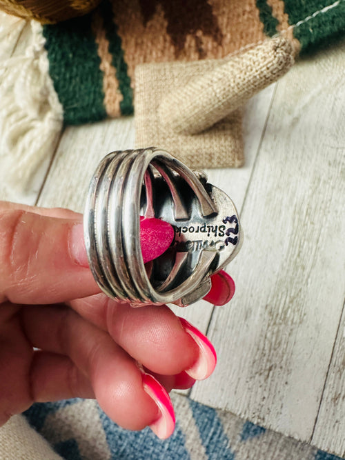 Handcrafted Old Pawn Turquoise and Sterling Silver Ring Size 11.5