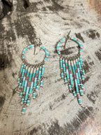 “The Golden Collection” Wild Blue Hoops Handmade Multi Color Beaded Earrings