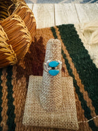 Old Pawn Handcrafted Turquoise & Sterling Silver Ring Size 5