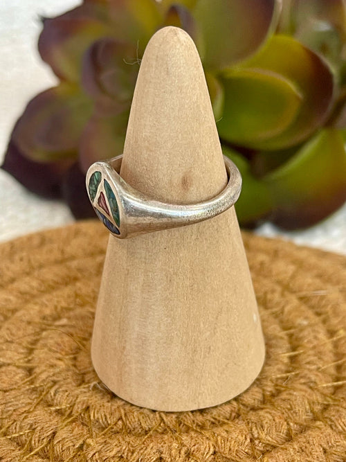 Old Pawn Vintage Sterling Silver & Multi Stone Sz 6 Ring