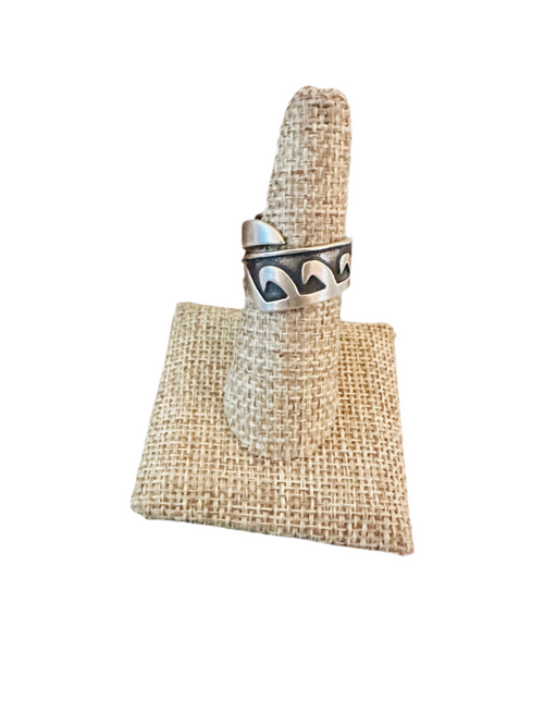 Old Pawn Navajo Sterling Silver Overlay Adjustable Band Ring