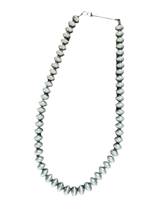 Vinita Cowboy Handmade 10mm Sterling Silver Navajo Saucer Pearl Beaded Necklaces