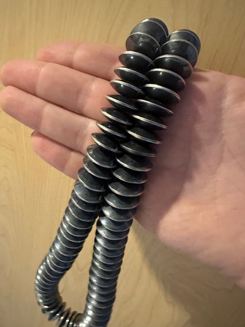 Handmade Sterling Silver 12mm Beaded Saucer Necklace 24” By Dan Dodson