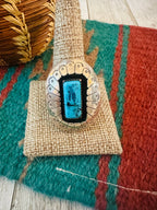 Old Pawn Navajo Sterling Silver & Turquoise Ring Size 11.75