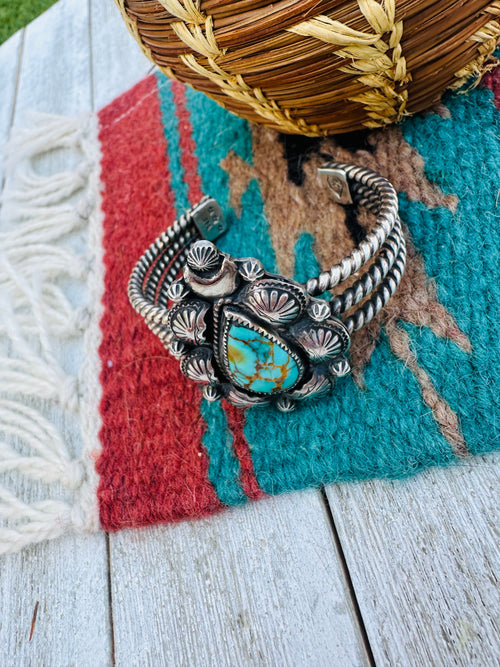 Handmade Artisan Sterling Silver & Turquoise Cuff Bracelet, CB Gems